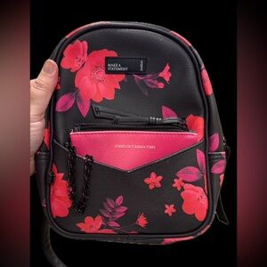 Black and Pink Floral kids Backpack
